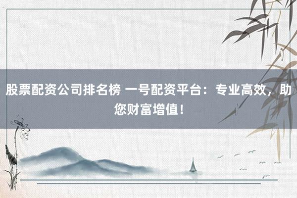 股票配资公司排名榜 一号配资平台：专业高效，助您财富增值！