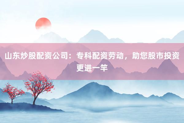 山东炒股配资公司：专科配资劳动，助您股市投资更进一竿