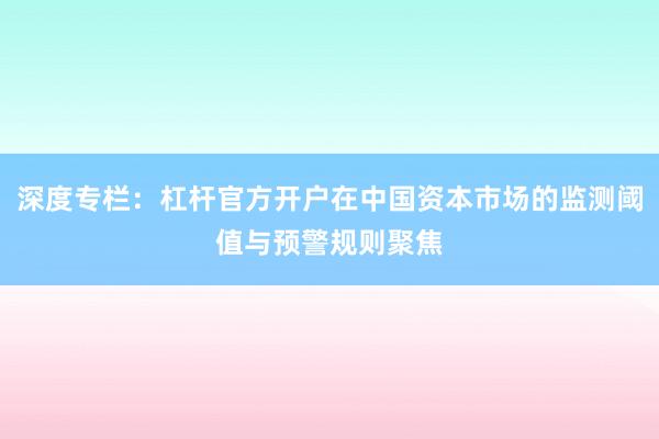 深度专栏：杠杆官方开户在中国资本市场的监测阈值与预警规则聚焦